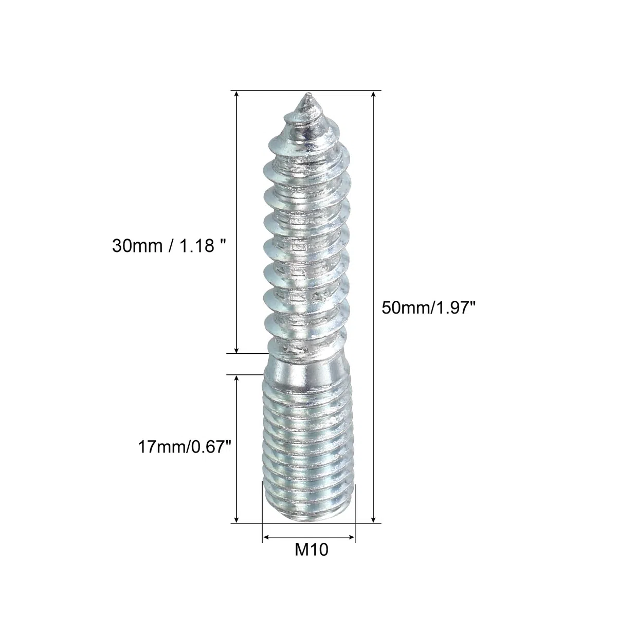 QUARKZMAN Bulloni a Gancio M10 Lunghezza 2"(50mm) Bulloni a Testa Doppia Vite Autofilettante 10mm Giunti in Legno per Mobili 16pz