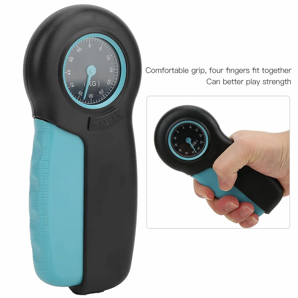 Dinamometro Manuale, Misuratore Meccanico della Forza della Presa, Misuratore della Presa della Mano per Misuratore della Forza della Presa, Dinamometro Forza Muscolare(Nero Blu)