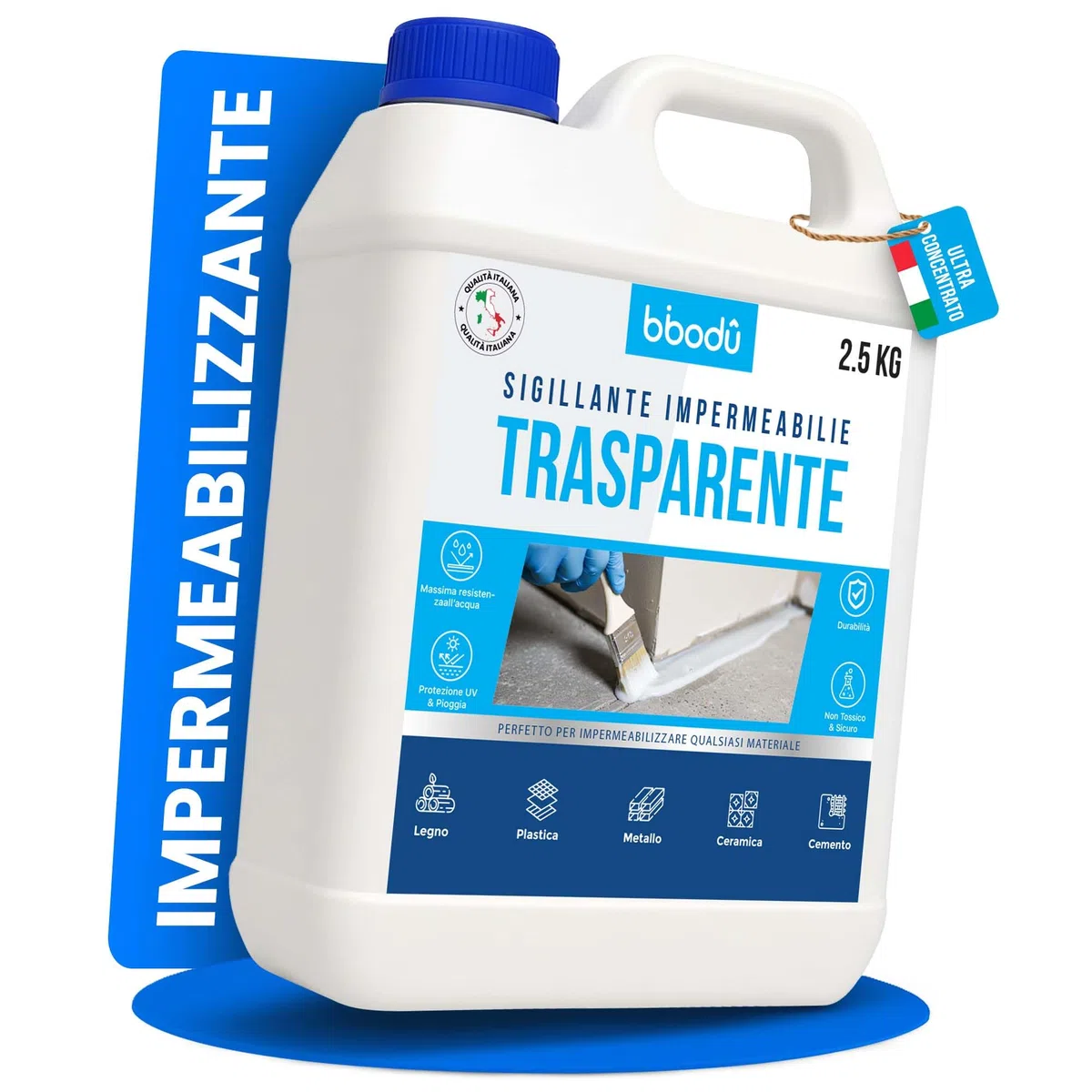 Sigillante Impermeabile Trasparente 2.5 KG | Impermeabilizzante Trasparente | Perfetto come Impermeabilizzante Terrazzi, Tetti, Esterni, Interni, Cucine