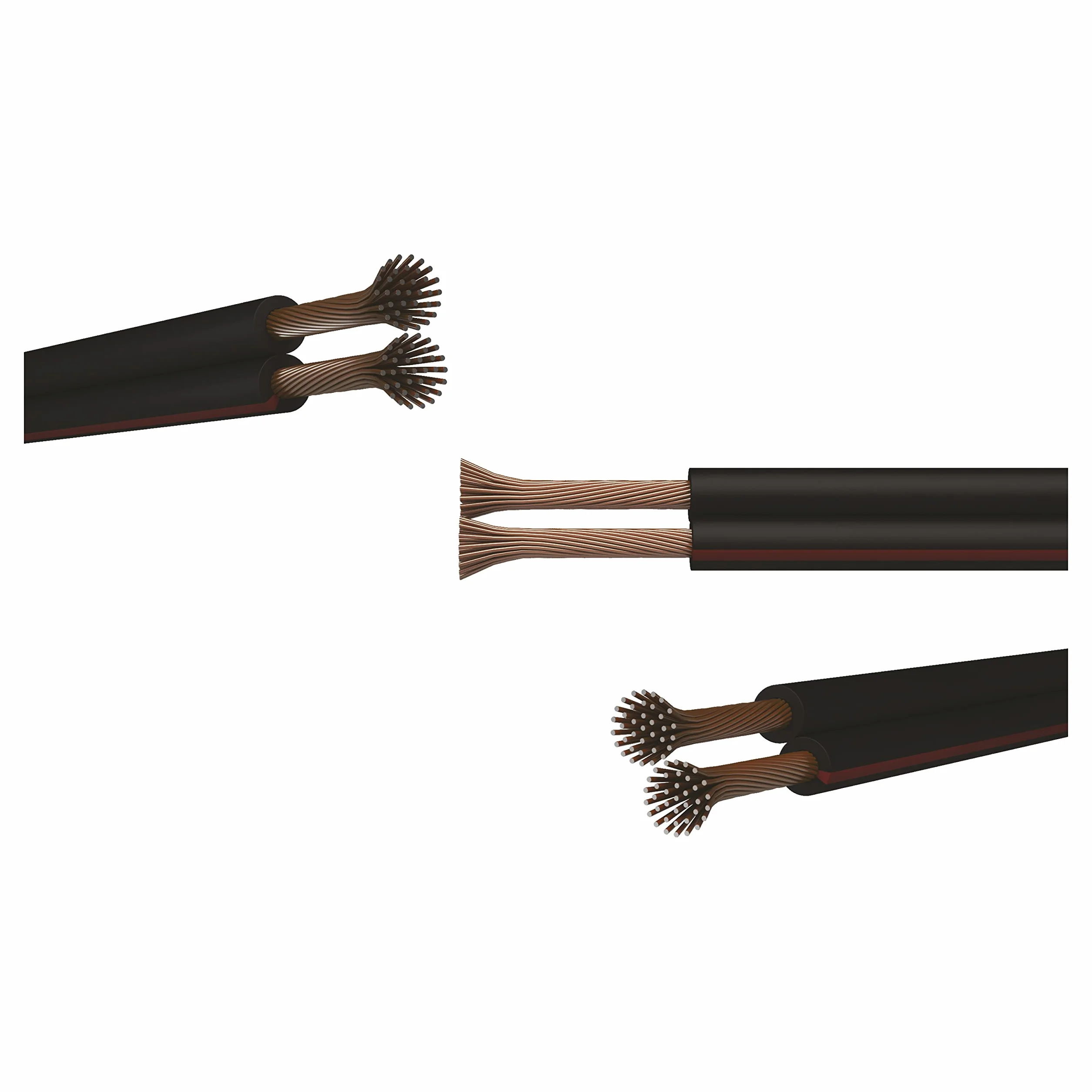 EMOS Cavo in rame 2 x 0,5 mm2, 100 m, cavo a doppio filo in CCA a bassa tensione, nero con marcatura di polarità