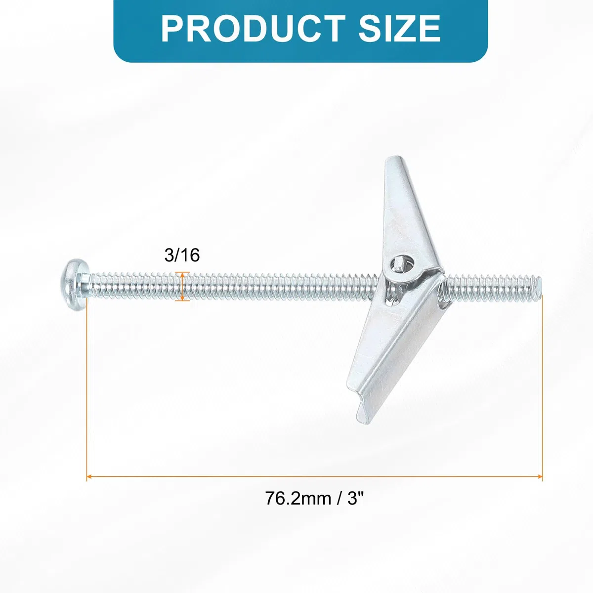 QUARKZMAN 3/16 x 3 Bullone a Farfalla a Testa Tonda a Molla con Filettatura Maschio 30pz