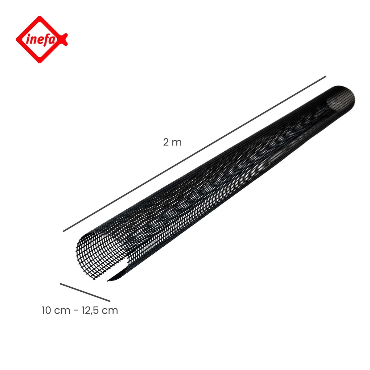 INEFA Griglia parapfoglie per grondaia, PVC 100-125mm, 2m, nera, protezione gronda, griglia per foglie, made in Germany