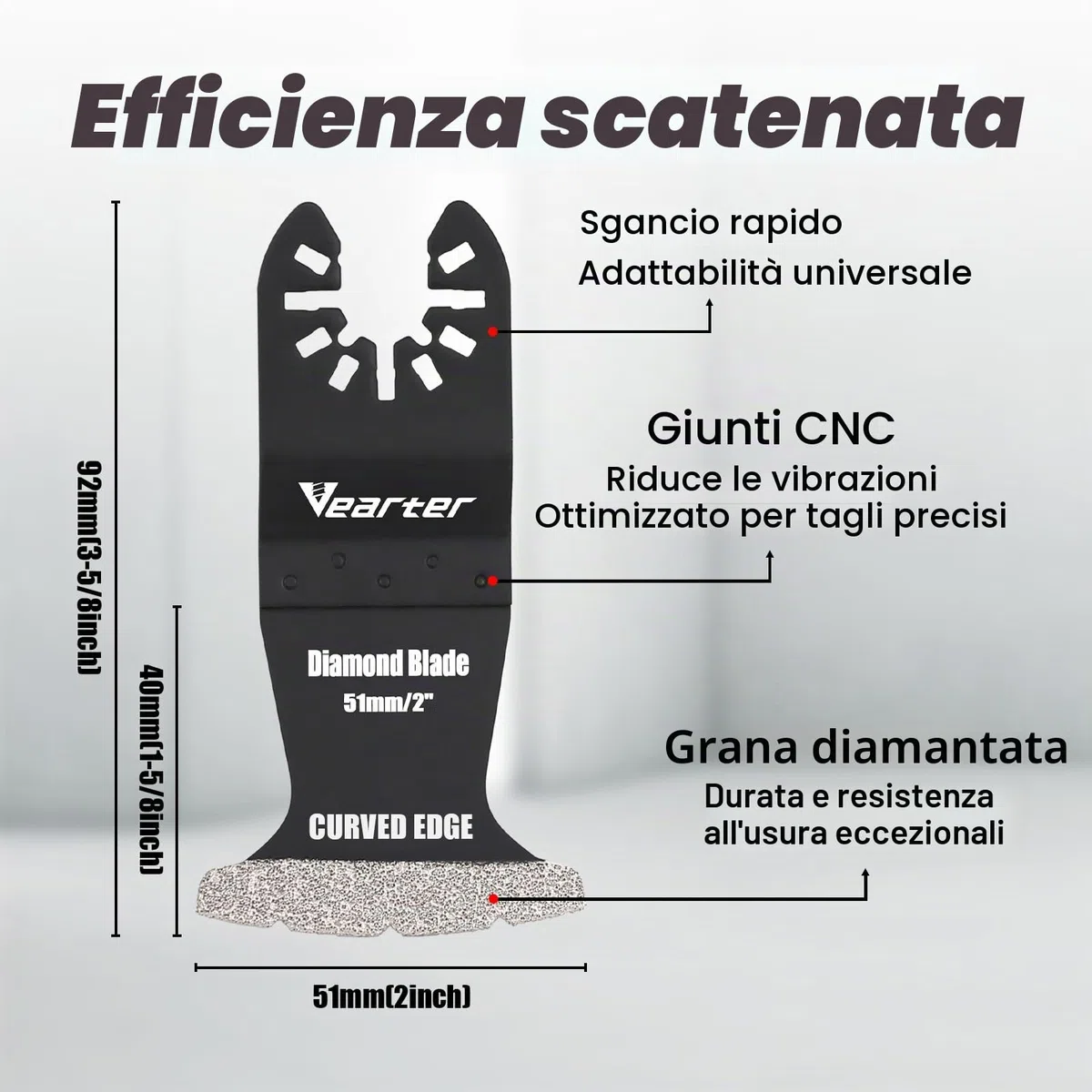 3 pezzi utensili diamantati multifunzione con adattatore, lame per sega multiutensile strumento oscillante per piastrelle di ceramica, mattoni forati, cemento, piastrelle morbide, muratura