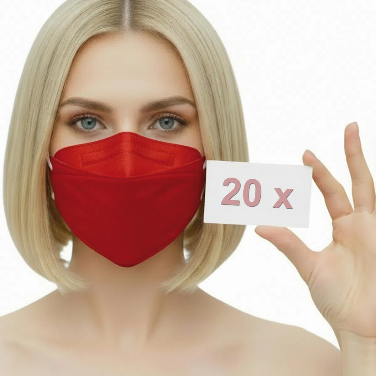kela 20x Mascherine FFP2 Rosso | Prodotto in Germania | Respiratorie confortevole con estensione del passante per le orecchie | OEKO-TEX Delicato sulla pelle con migliorata capacità respiratoria