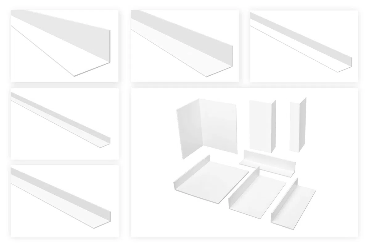 Profili angolari asimmetrici bianchi HEXIM - angoli in PVC, selezione di misure e spessore - (HJ 340, 160 x 30 mm) angoli in plastica per finestre