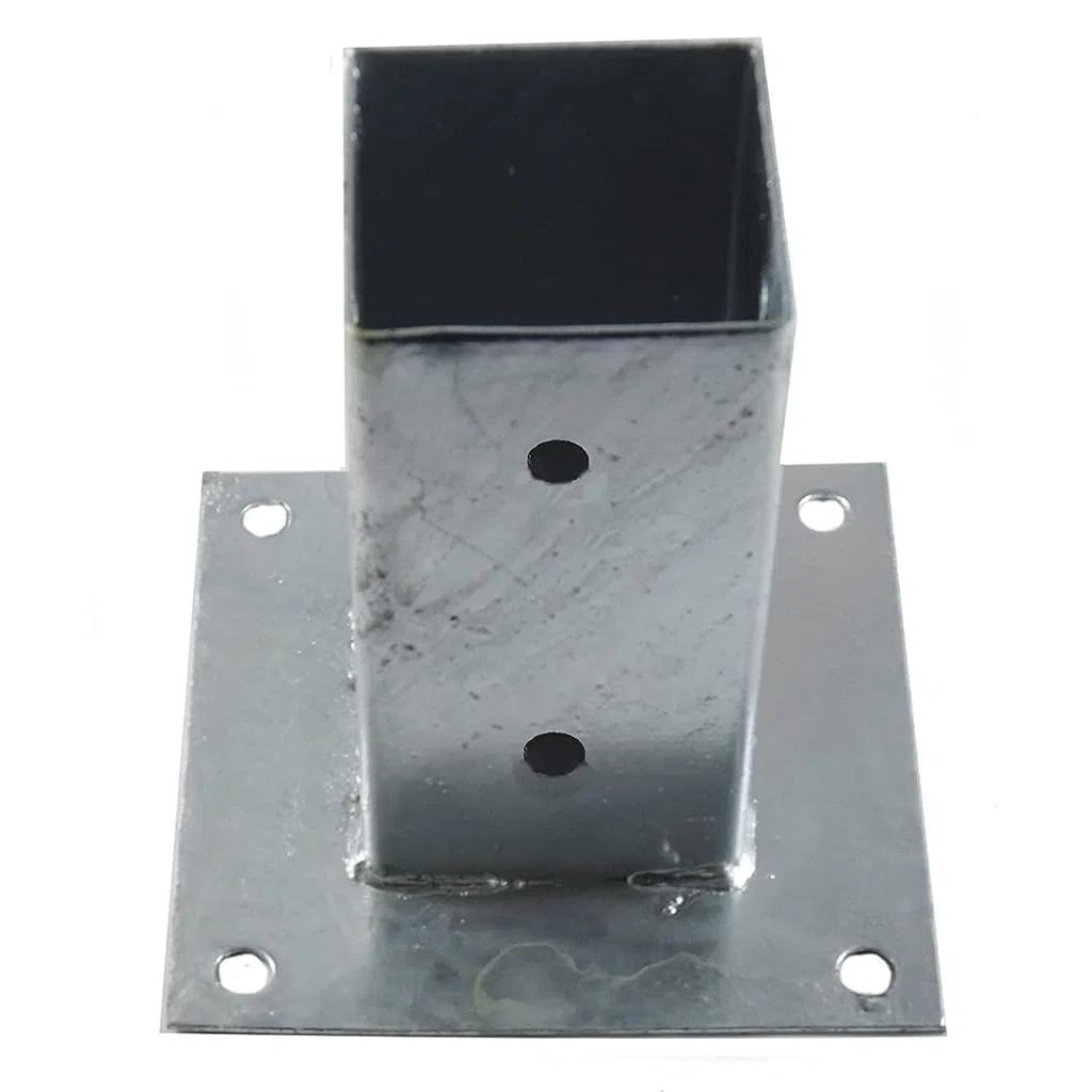 Suinga Base per palo zincato in acciaio | Supporto per pali in legno quadrati per ancoraggio a terra | Squadre metalliche per fissaggio di recinzioni, travi legno, struttura decorativa (1, 12 x 12 cm)