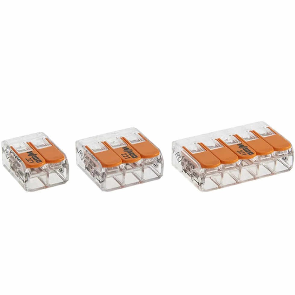 Wago - Blister variegato di 40 terminali di collegamento automatico 2,3 e 5 ingressi S221 (terminale 20-2; terminale 15-3 way; terminale 5-5)