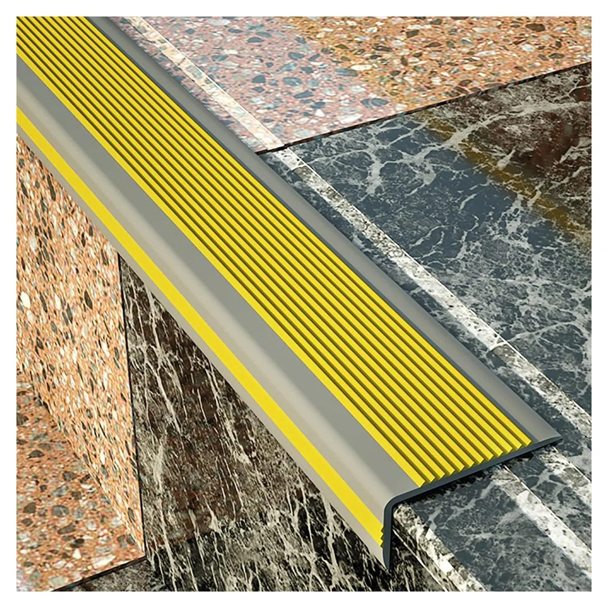 Profili Angolari per Bordi Strisce per terrazza, gradini per scale antiscivolo, striscia per bordi in vinile autoadesiva per scale antiscivolo per scale a toro, larghezza 2,5 x 5 cm LLIMEIDP250410(Col