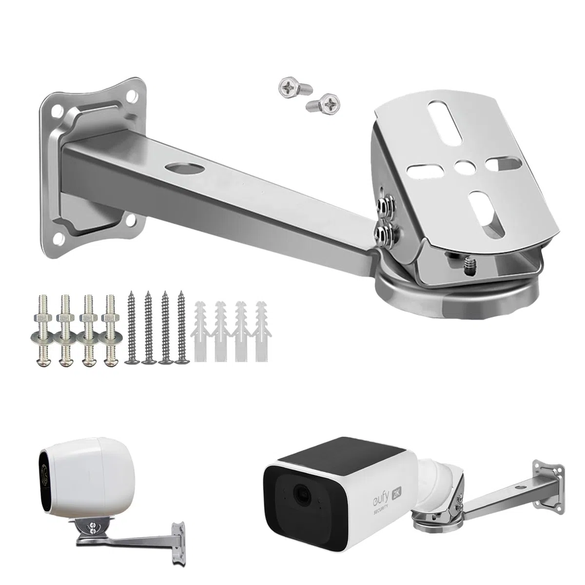 WiTi Supporto a Parete in Acciaio Inox per Telecamera di Sorveglianza, Braccio di Estensione per Eufy Solocam s220, Sistemi di Sicurezza e Sorveglianza per Installazione Interna ed Esterna