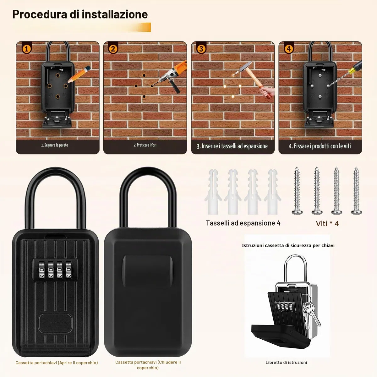 TEUEN Cassetta Sicurezza Chiavi Esterno con Copertura in Silicone Impermeabile - Cassetta Chiavi con Combinazione Grande - Cassetta Portachiavi Adatto a Casa, Fabbrica, Garage,Self Check In