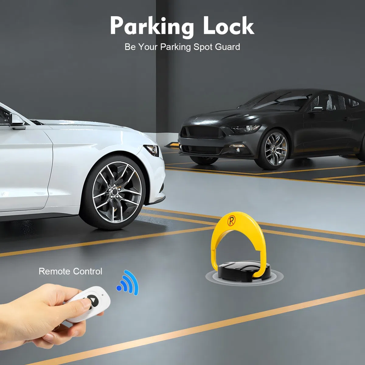 Dissuasore Parcheggio Elettrico a Telecomando, Barriera Automatica per Parcheggio Privato con Allarme e Sensori Parcheggio Auto Wireless, Anticollisione e Resistente agli Urti, IP67