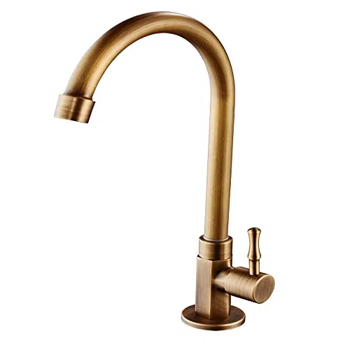 Rubinetto Vintage,Rubinetti Da Esterno Rubinetto da cucina in ottone Bronzo Finitura antica Maniglia singola Retro Solo rubinetti for acqua fredda Rubinetto for lavabo girevole a 360 gradi