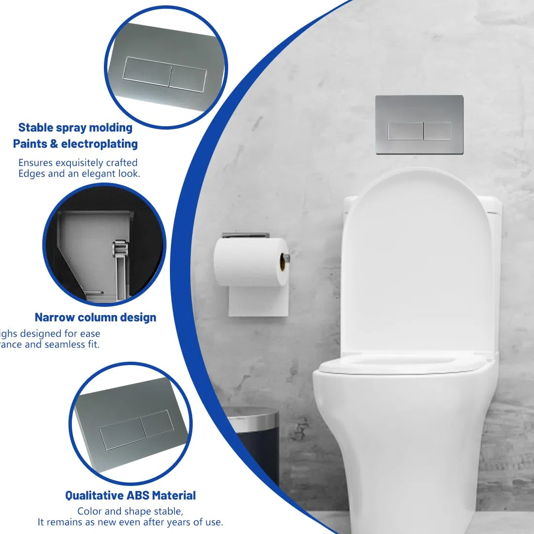 1 Pezzo Applicabile a Placca WC Geberit,Pannello Serbatoio,Placca di Comando a Doppio Pulsante,Accessorio in Bagno(Argento Opaco)