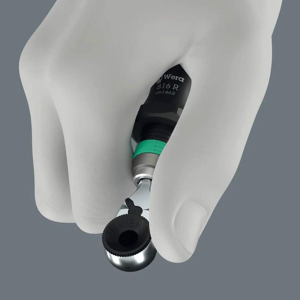 Wera 8011 Testa del cricchetto Zyklop Mini 4, 1/4", 1/4" x 50 mm