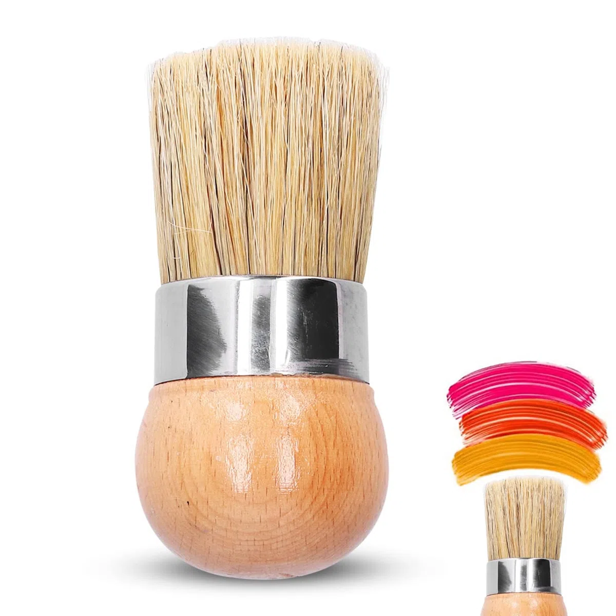 Pennello per Cera,Pennellessa Pittura Muri,Pennello per Stencil,Gesso Cera Pennello per Pittura a Cera Rotondi Vernice a Gesso Cera per Mobili,Pennelli per Pittura ad Acquerello ad Olio Acrilico