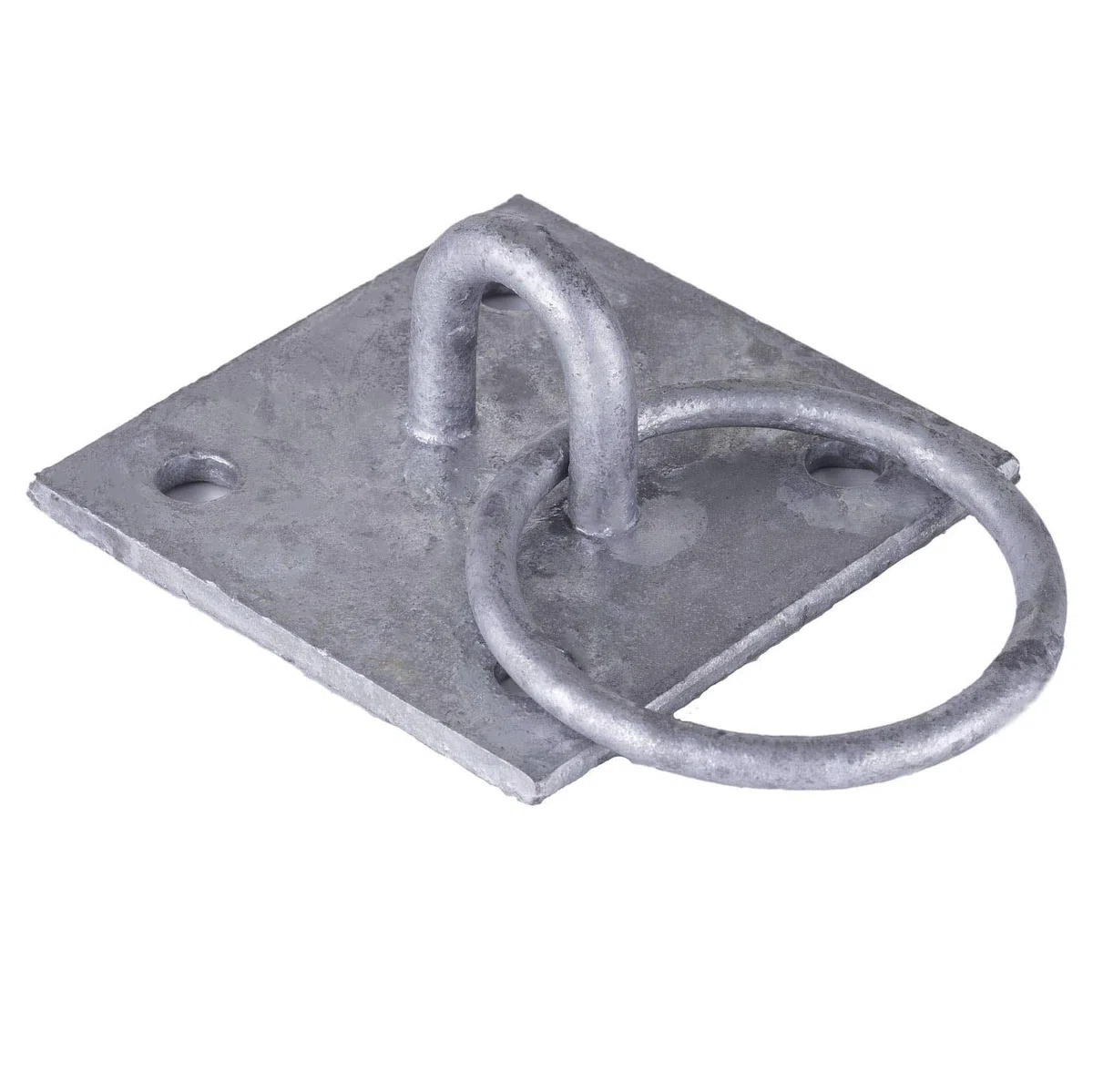 2x Anello di ancoraggio Ø 68 mm con piastra quadrata 100 x 100 mm zincato a caldo in acciaio – Anello di fissaggio robusto per giardino, stalla e officina