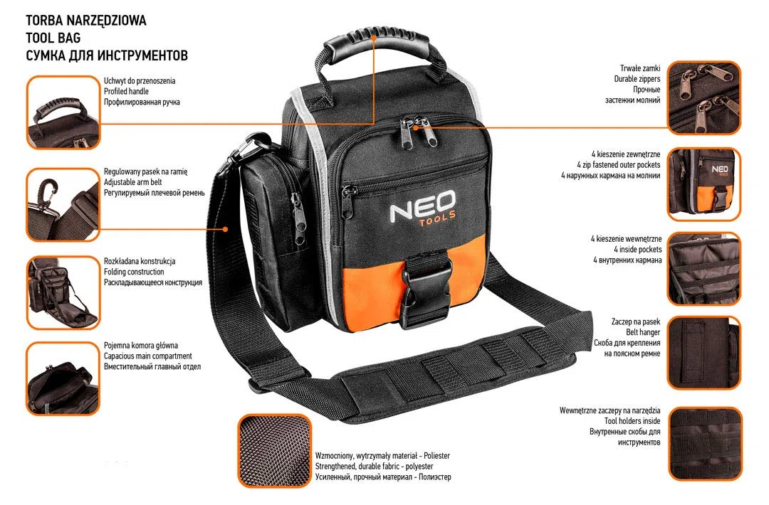 NEO TOOLS 84-315 Borsa attrezzi nero arancione