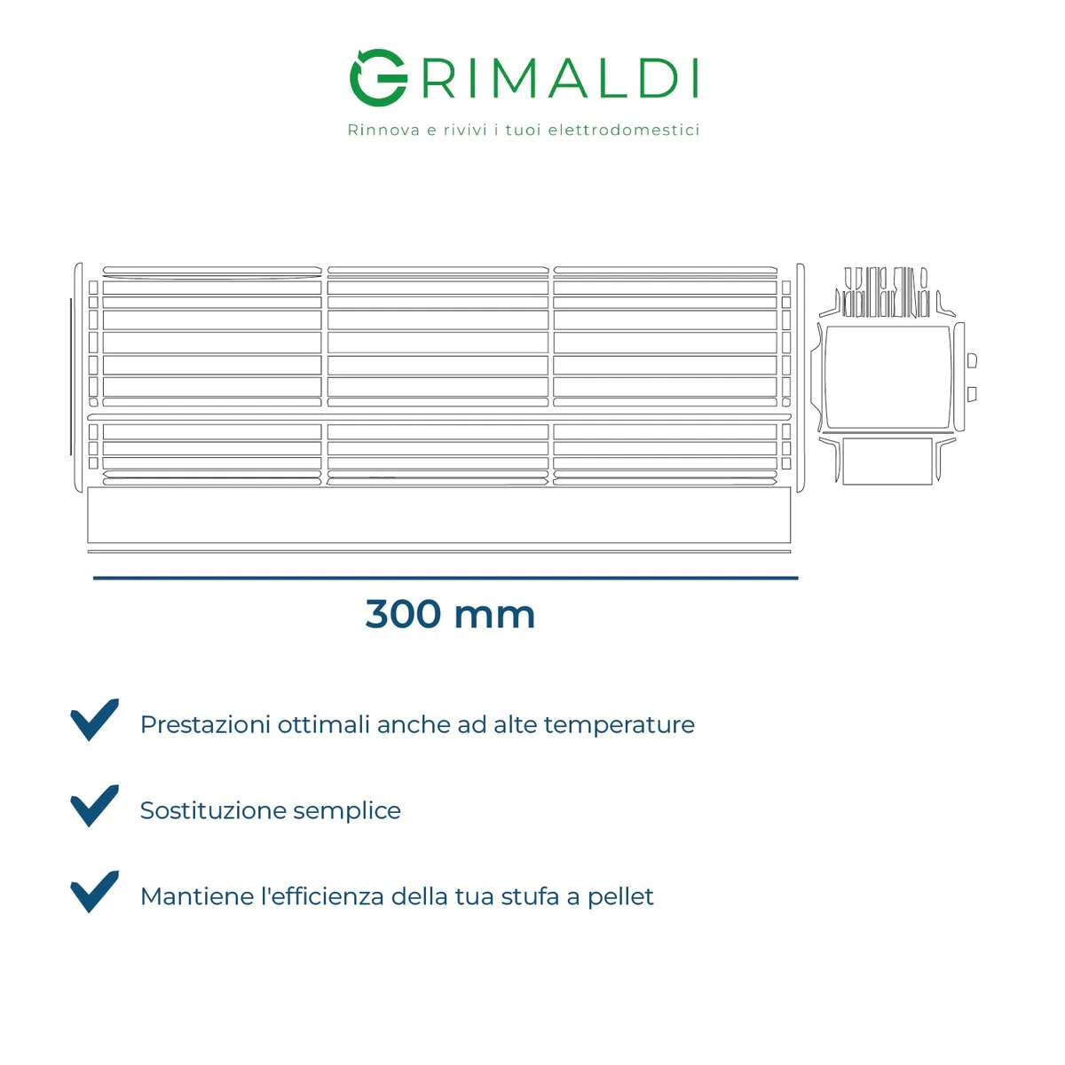 G GRIMALDI Motore Ventilatore Tangenziale Ventola per Caminetti, Stufe, Forni e Termoconvettori, 20W Lunghezza 300mm, Motore DESTRO ORARIO | Made in Italy | Silenzioso ed Efficiente