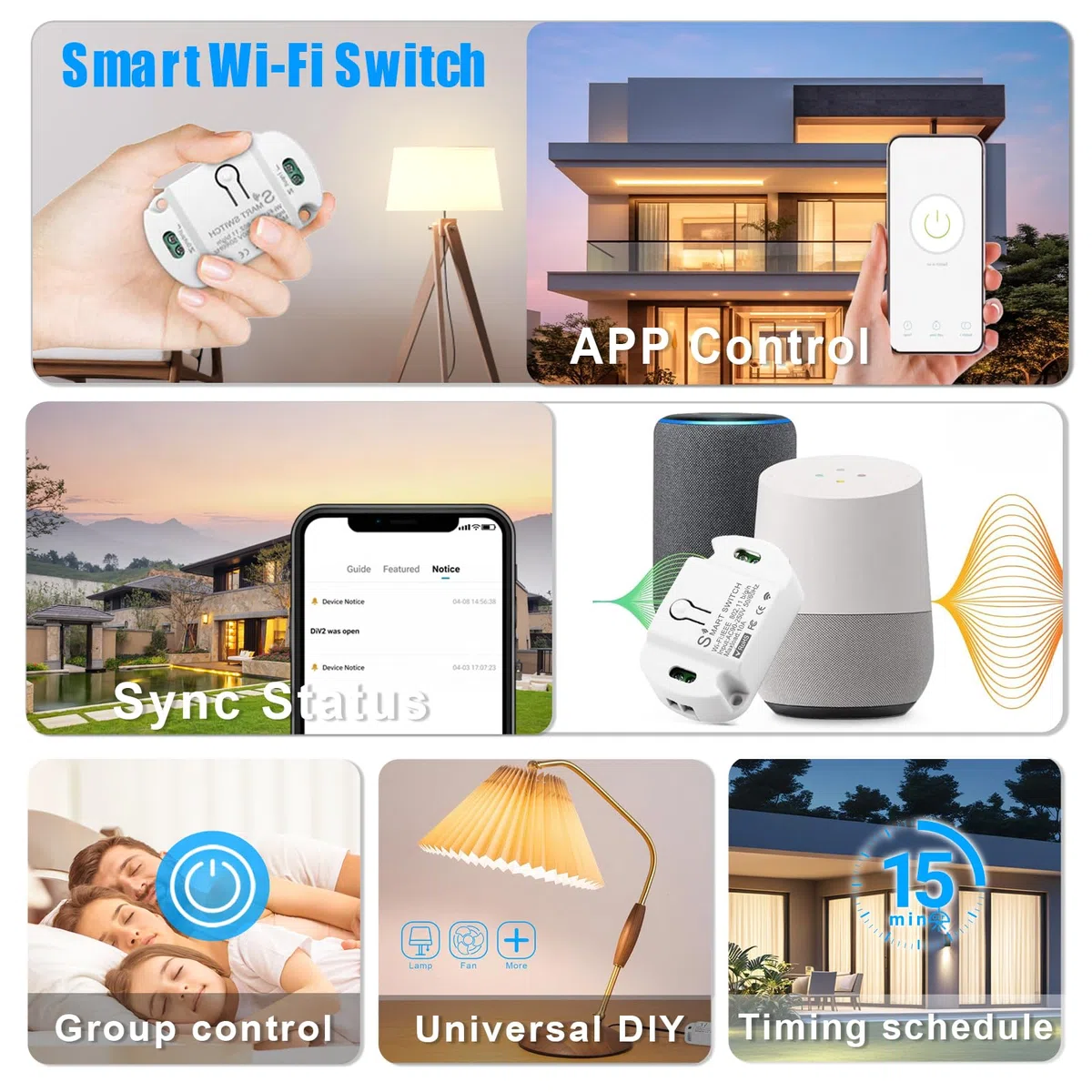 4 pezzi interruttore della luce intelligente modulo 10 A, interruttore Wi-Fi intelligente universale Smart Life Wi-Fi interruttore Smart WiFi modulo compatibile con Alexa Google Assistant