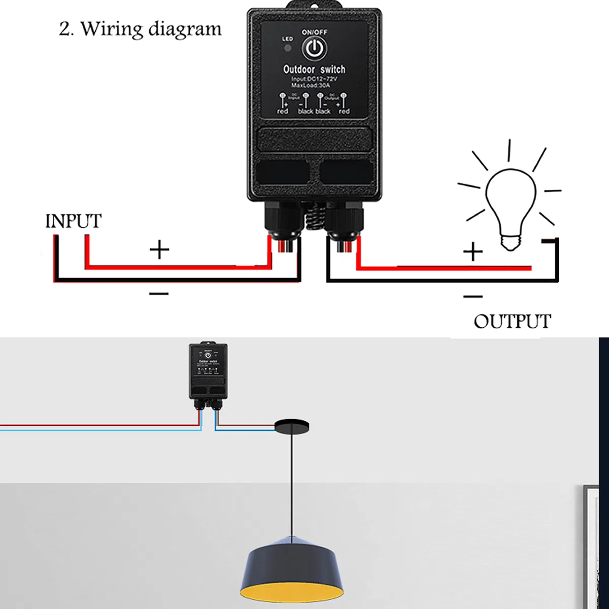 Interruttore telecomandato, 12 V, DC12 V/24 V/48 V/72 V, 30 A, interruttore a distanza per allarme antieffrazione, tapparelle, guardrail, moto, auto, ecc., portata 100 m (DC 12 V100 m)