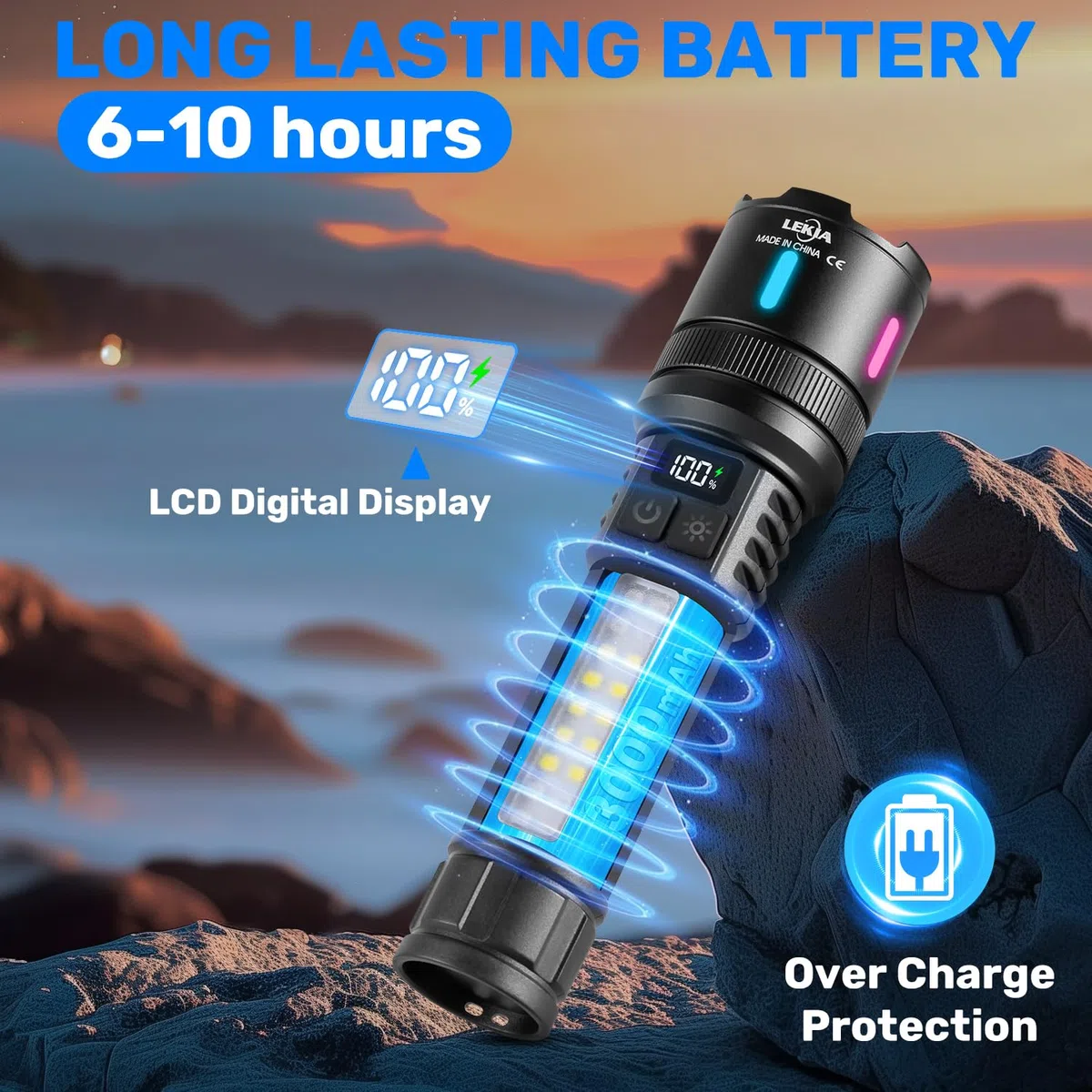 LEKIA Torcia LED Potente Ricaricabile USB-C, 2 Pezzi 100000LM Professionale Torcia LED Tattica Militare Torce, Singola Modalità/7 Modalità Torcia Elettrica Impermeabile Per Campeggio Emergenza