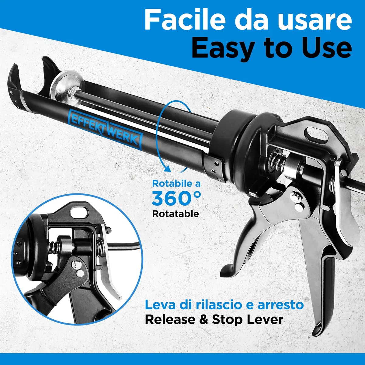 Pistola per sigillante per cartucce di silicone da 150-310 ml, Pistola per sigillante per carichi pesanti con rapporto di spinta 25:1, Perfetta per riempire le crepe delle finestre