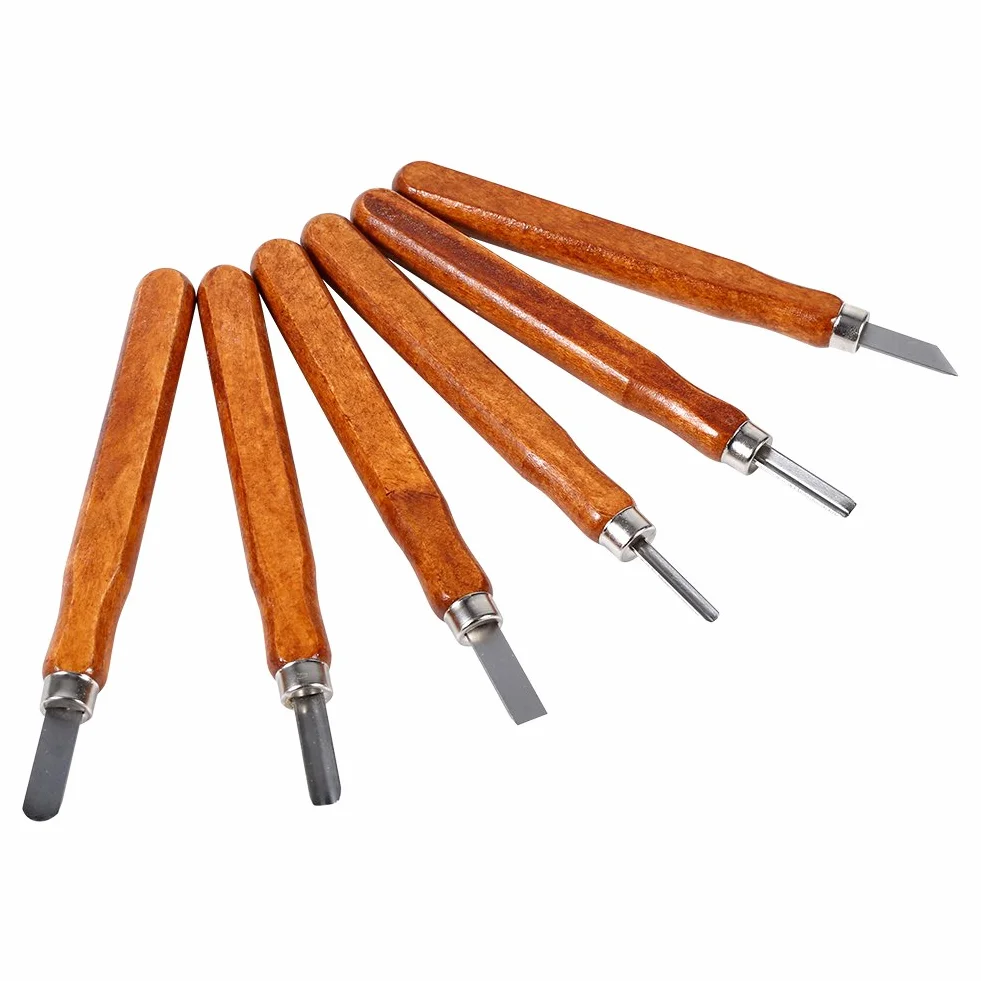 Set di 6 utensili per intaglio del legno, mini scalpello in acciaio con impugnatura manuale per kit fai da te