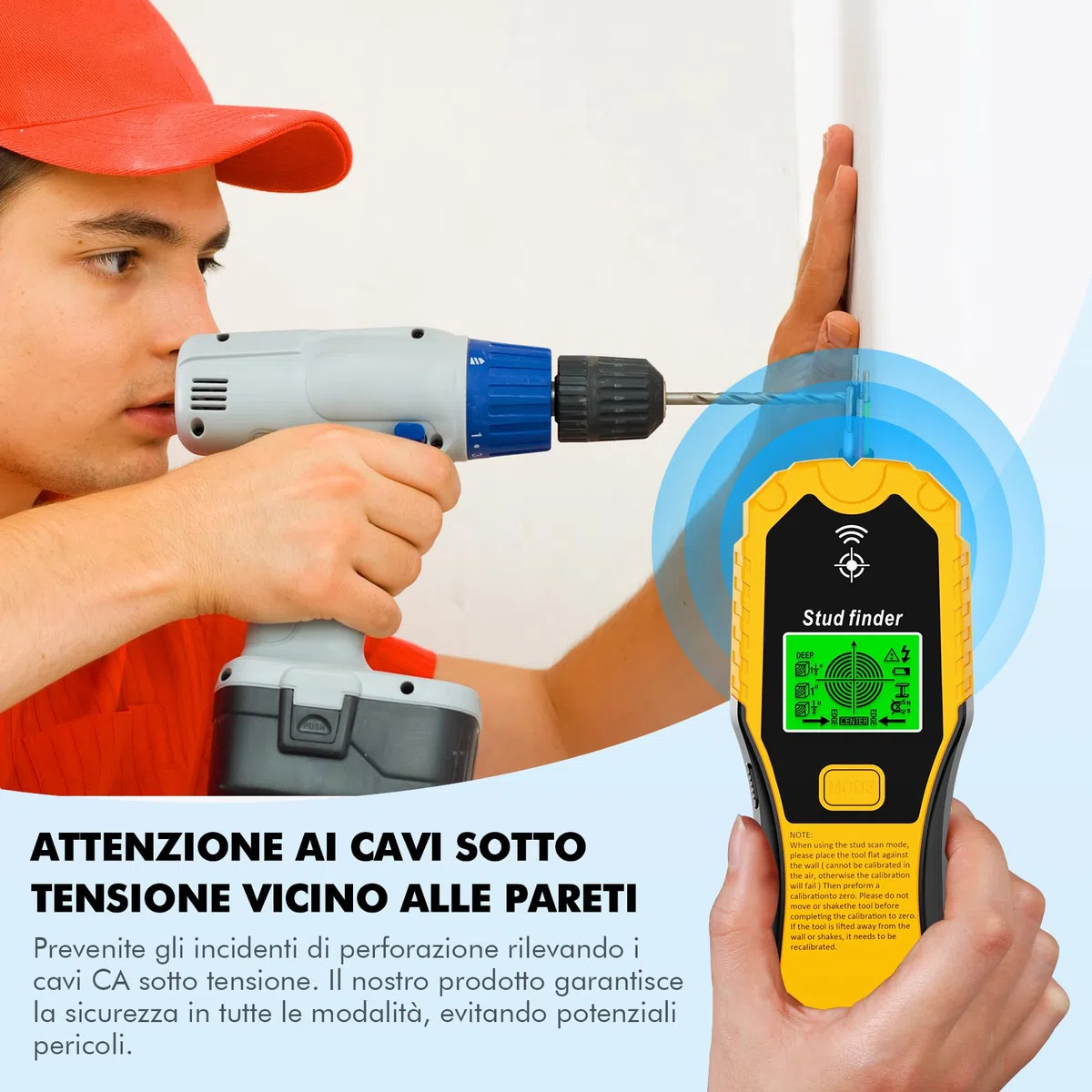 ETENTOUS Rilevatore Tubi e Cavi Elettrici, Rilevatore Metalli Muro, Sensore Elettronico 5 In 1, Rilevatore Di Tubi Metallici, Display Lcd Con Batteria, Per Rilevare Legno, Metallo E Cavi Nel Muro