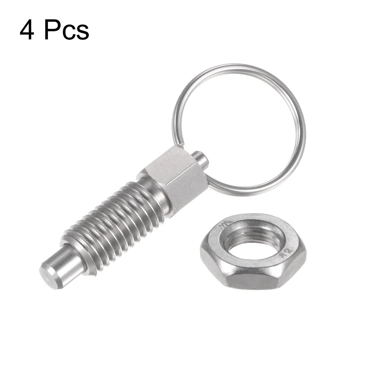 QUARKZMAN 4pz Spillo a Molla con Ring Trazione Dimensione Filettatura M10*1,5 Lunghezza 0,79" Dia Spillo 6mm Testa Piana Acciaio Inossidabile Spillo Bloccaggio Non-Retrattileper Industriali