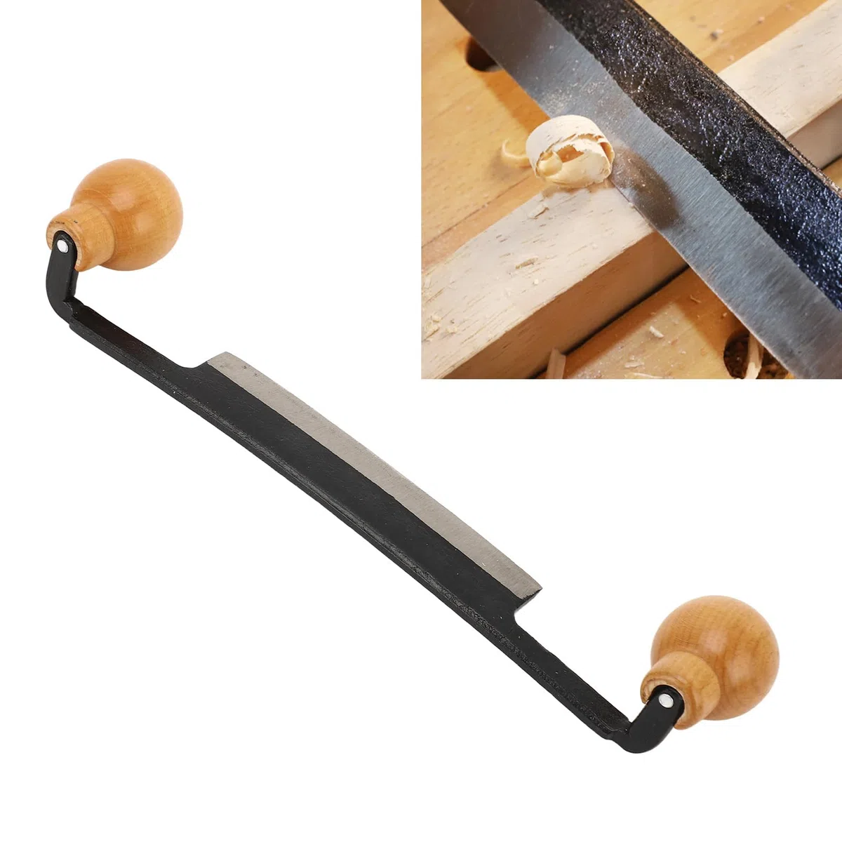 Coltello Barba Dritto, Doppio Manico in Legno Antiscivolo Coltello Barba con Lama in Acciaio Al Tungsteno per la Lavorazione del Legno, Ideale, Lame di Coltello