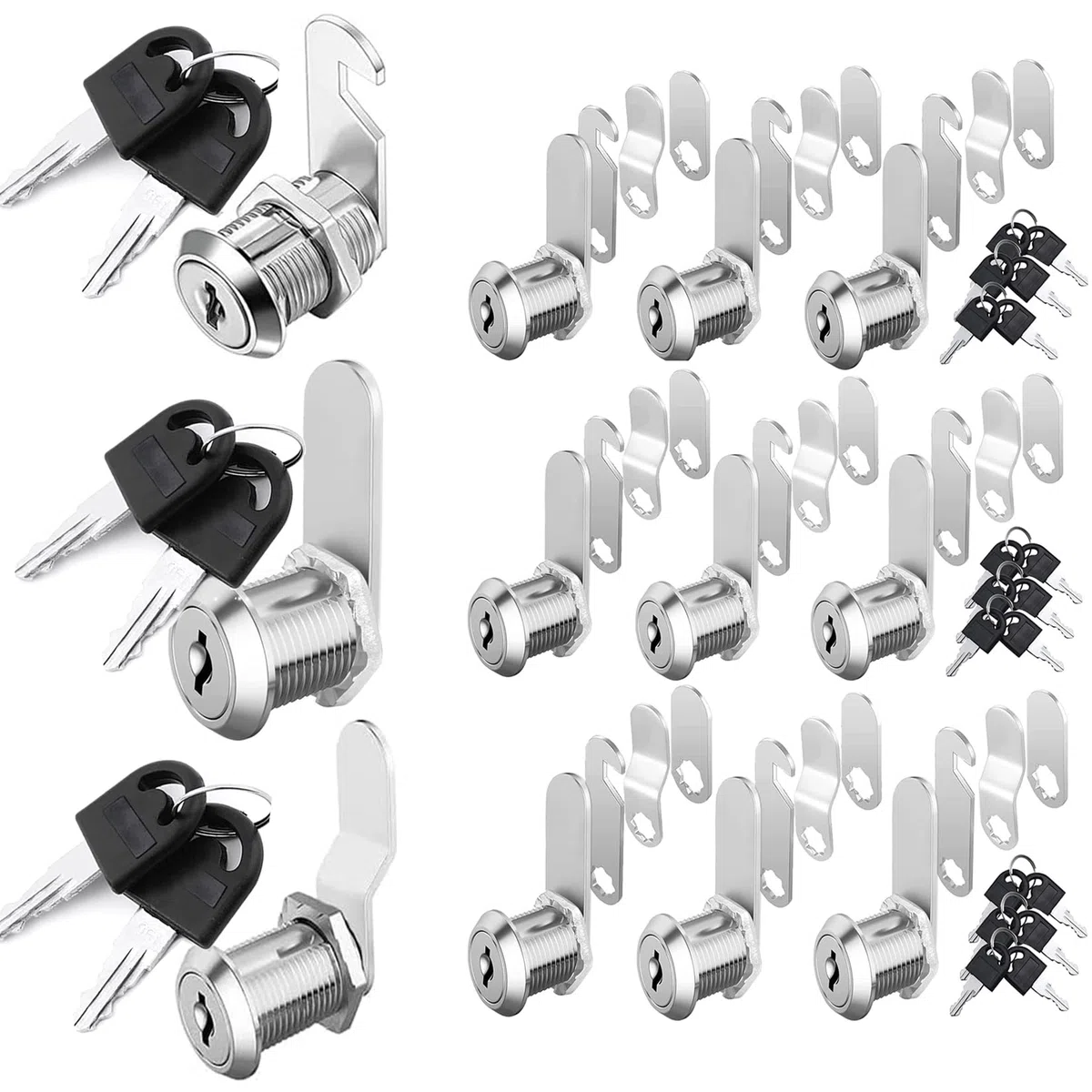 Herbst 10pcs Serratura Armadietto 30mm con 4 Diverse Piastre di Chiusura, Serratura per Armadio da Ufficio (10pcs, 30mm)