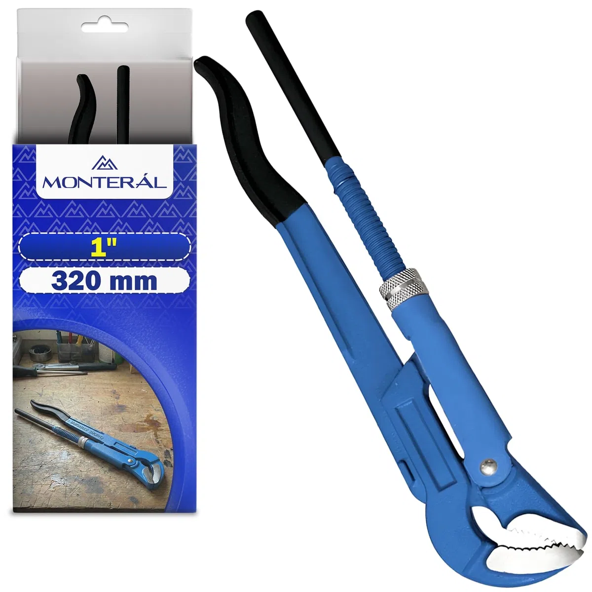 MONTERAL Pappagallo Idraulico da 1" Tipo S 320 mm - Chiave a Pappagallo è Realizzata in Acciaio Legato al Cromo-Vanadio CrV - Conforme alla Norma DIN 5234
