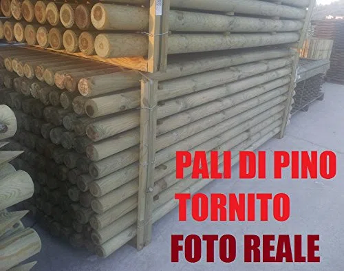ITALFROM Pali in Legno di Pino Palo Tornito Senza Punta ø 8 H200 Impregnato Trattato X Recinzione Staccionata