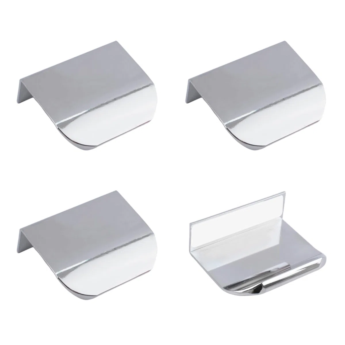 MOROBOR Maniglia invisibile in lega di alluminio, 50 mm, cromate brillanti, autoadesive, per armadietti, cassetti, 4 pezzi