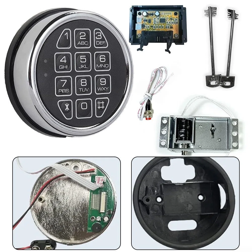 Kit di ricambio per serratura elettronica digitale con 2 tasti di sostituzione, tastiera cromata per casa, hotel, cassaforte, sistema elettromagnetico a solenoide