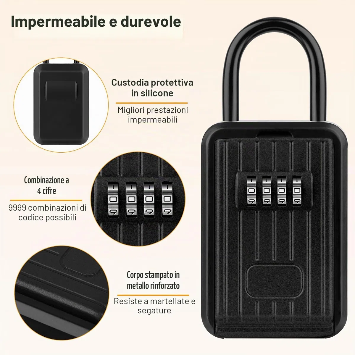 TEUEN Cassetta Sicurezza Chiavi Esterno con Copertura in Silicone Impermeabile - Cassetta Chiavi con Combinazione Grande - Cassetta Portachiavi Adatto a Casa, Fabbrica, Garage,Self Check In