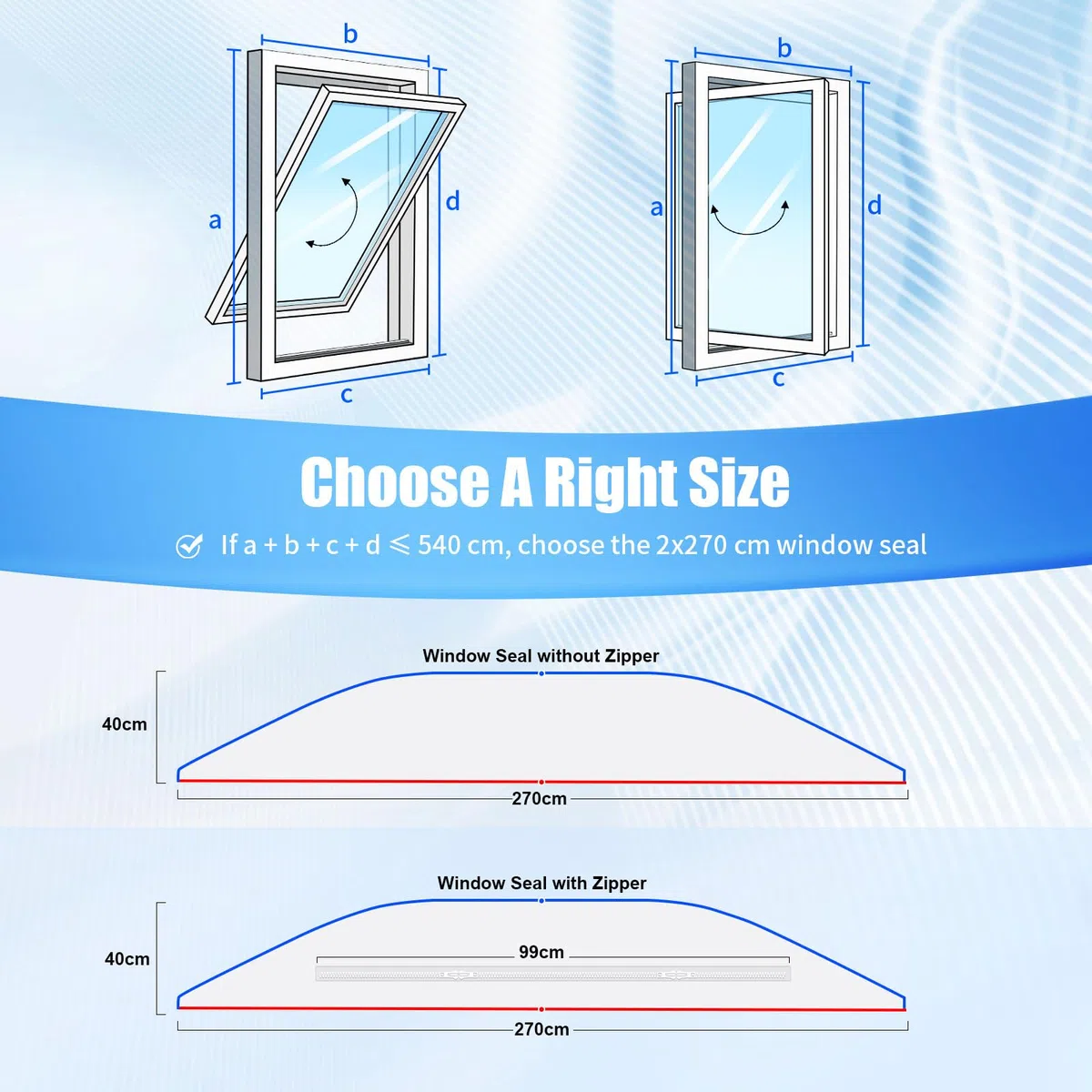 Guarnizione Finestra Condizionatore per il su Blocco Dell'aria Calda, Kit Finestra Condizionatore Portatile per Finestre a Tetto Fino a 540cm di Circonferenza，(2 x 270 cm)