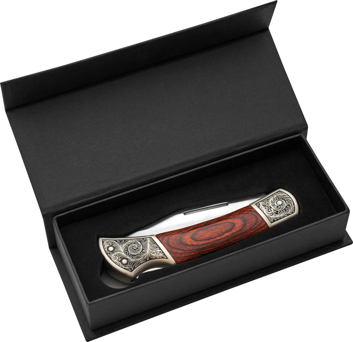 AUSONIA - Coltello da tasca Cm 22 da collezione con manico lavorato in scatola regalo