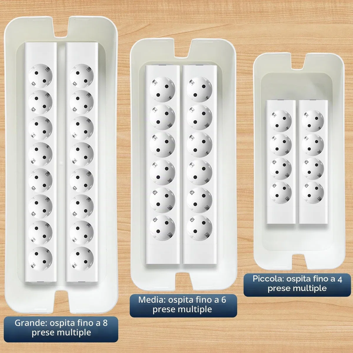 Scatola Porta Cavi, Set di 3 Scatole Nascondi Cavi con Coperchio in Legno, Scatola Cavi Organizer con 20 Fascette per Nascondere e Organizzare i Cavi, Grandi, Medie e Piccole