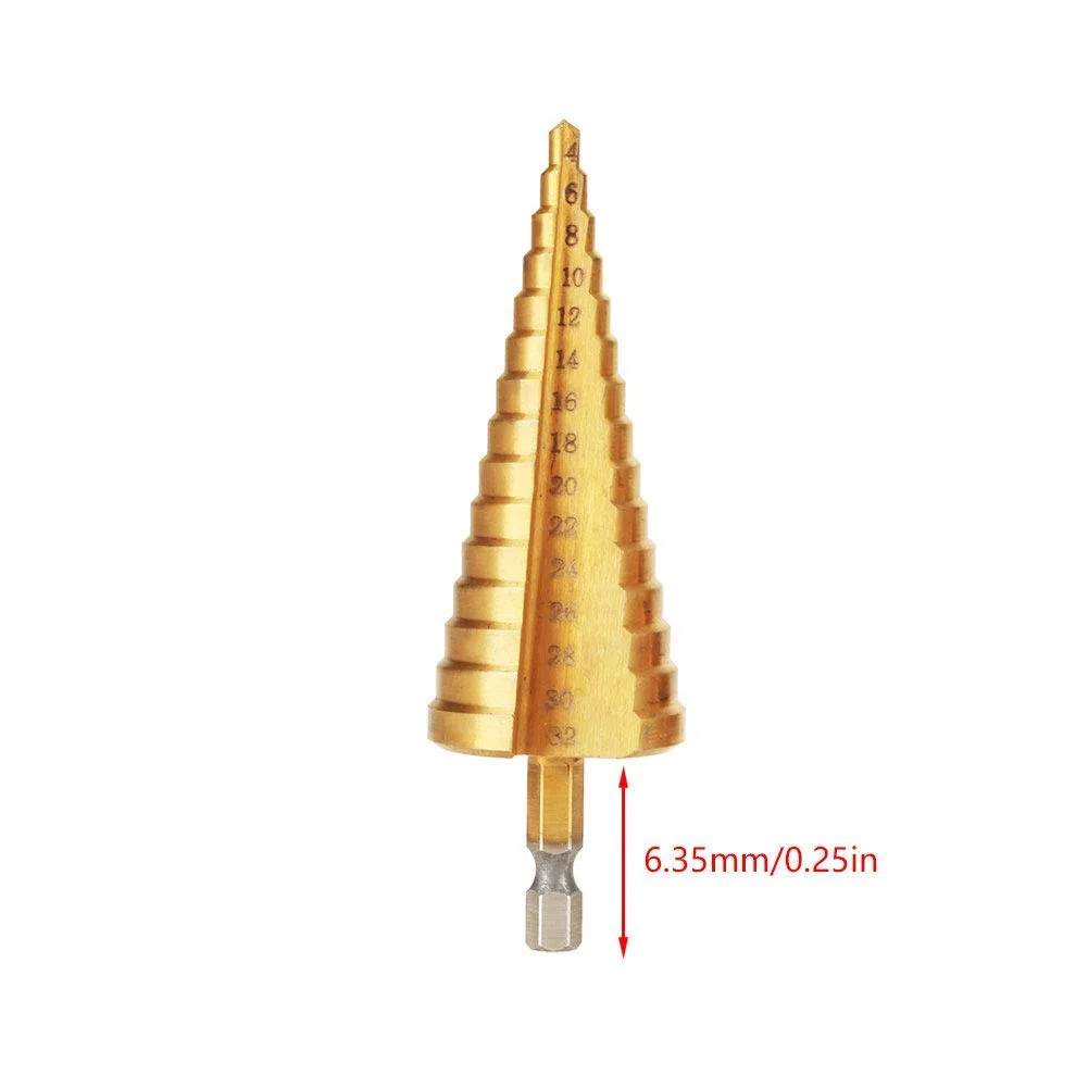 3 Pezzi Punte Coniche, Punte per Trapano a Gradini in Metallo HSS, Fresa Conica Trapano a Gradini per Plastica, Legno, Alluminio, Lamiera di Metallo, 4-12/4-20/4-32mm