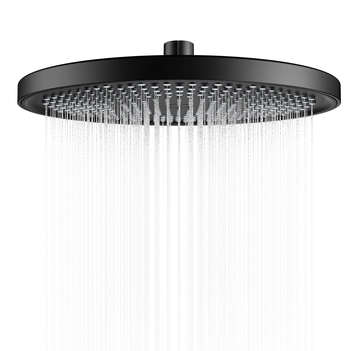 Soffione doccia a pioggia, 10 pollici, a risparmio energetico, universale, con ugelli anticalcare, soffione rotondo grande, Ø 26 cm, stabile ABS nero