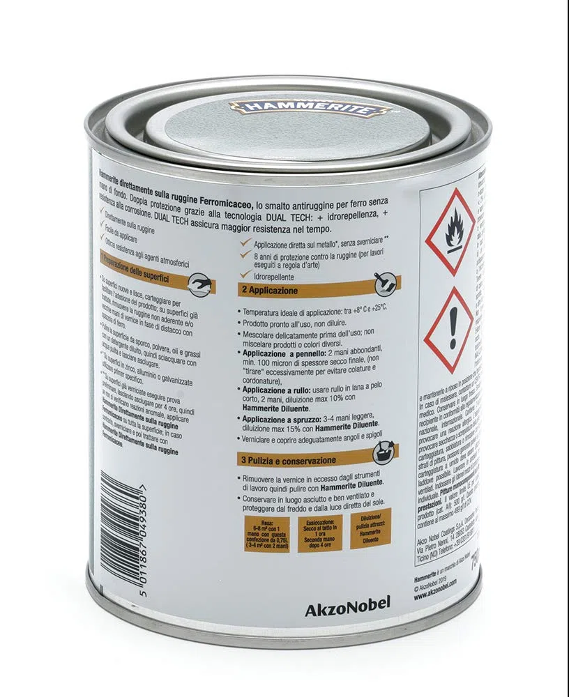 Hammerite Direttamente Sulla Ruggine Ferromicaceo Grigio Antico 2.5 l
