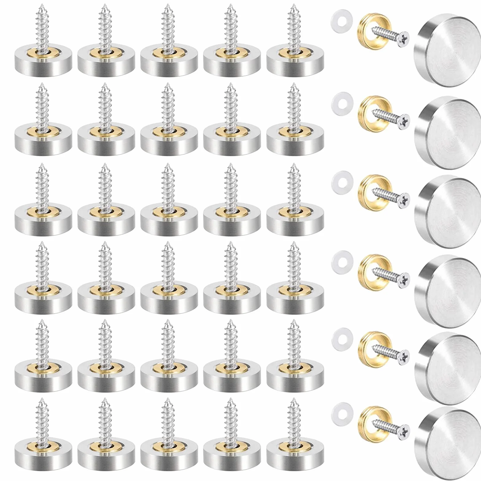40 set 20 mm Viti da specchio Chiodi a Specchio in Acciaio Inox Viti da Specchio con Tappi Decorativi Cappucci Decorativi Chiodi di Copertura per Tavoli a Specchio Piatti da Bagno Pannelli in Vetro
