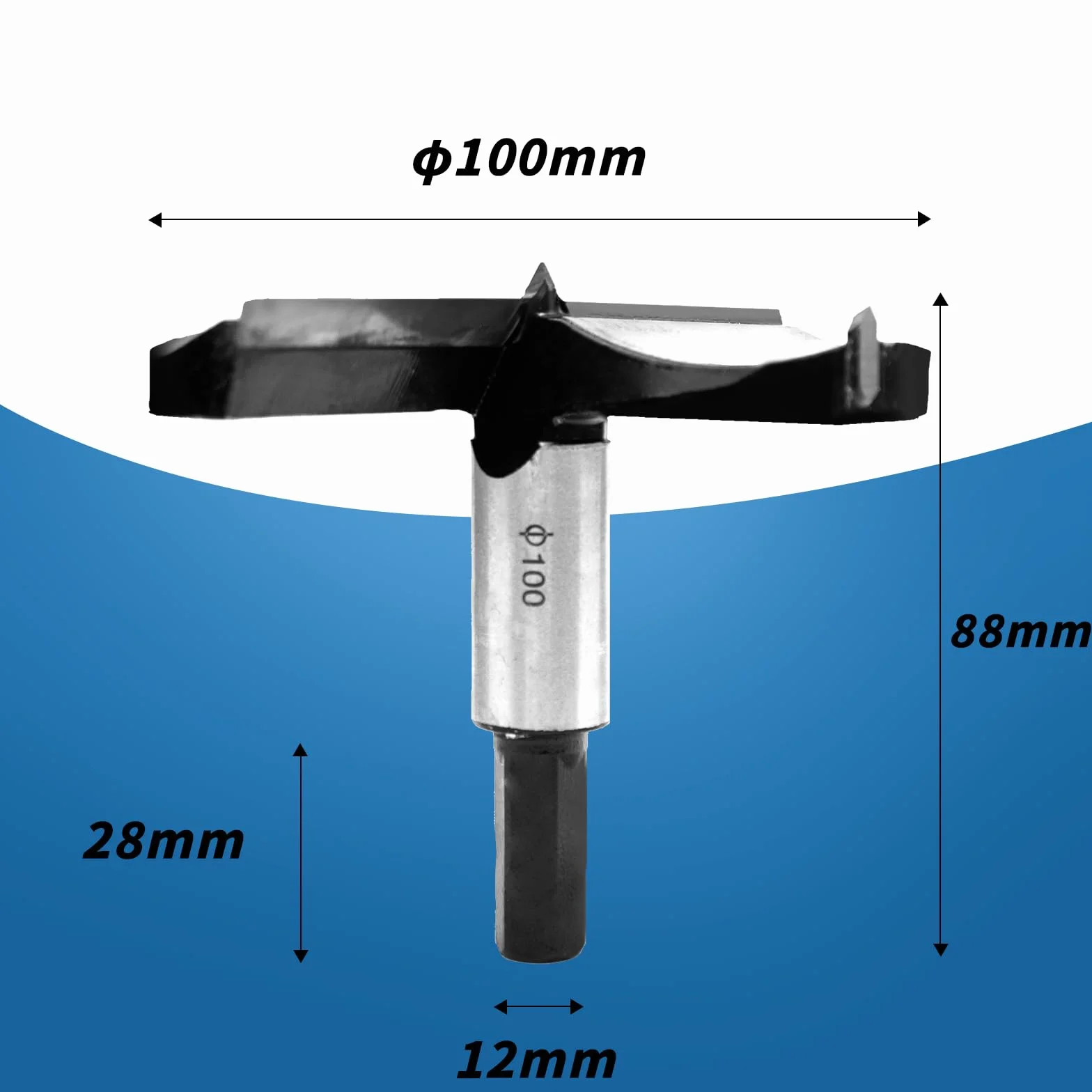Punta Forstner 100mm Trapano Punta Per Legno In Lega Premium Con Gambo Tondo Per Forare Legno,Plastica,Compensato