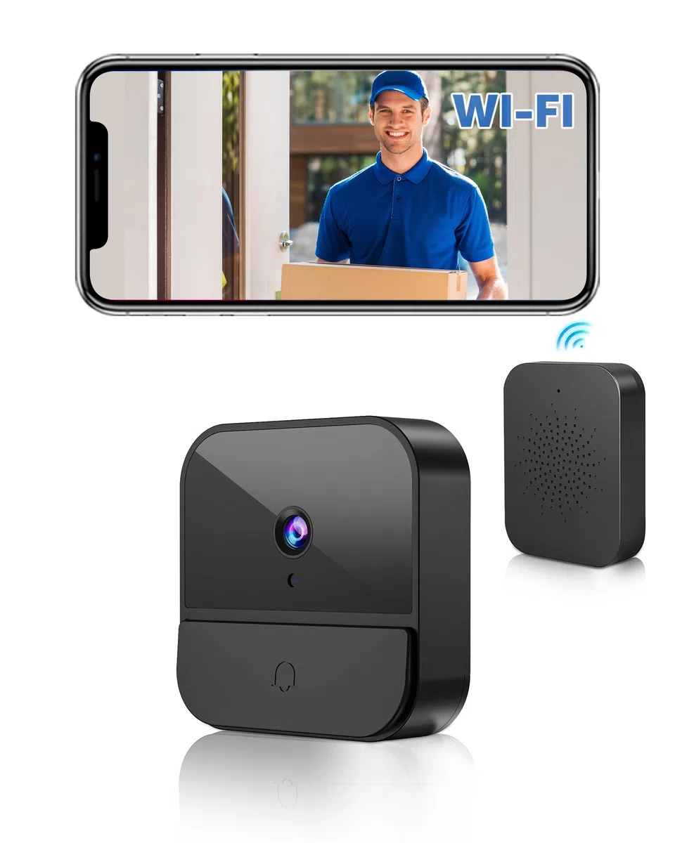 Videocitofono Senza Fili 1080P con Telecamera WiFi, Batteria Integrata, Visione Notturna, Audio Bidirezionale, Supporto SD Card e Cloud Storage, Nessun canone mensile (1)