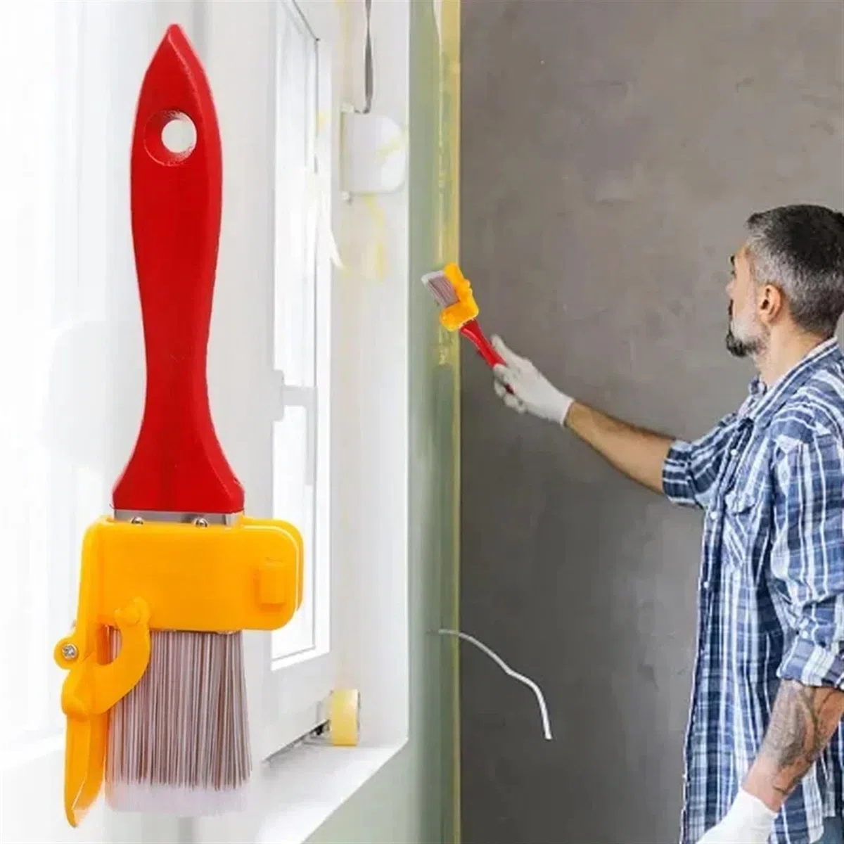 Pennello per pittura con manico per bordi nascosti, separazione dei colori, set da 1/2/3 pezzi