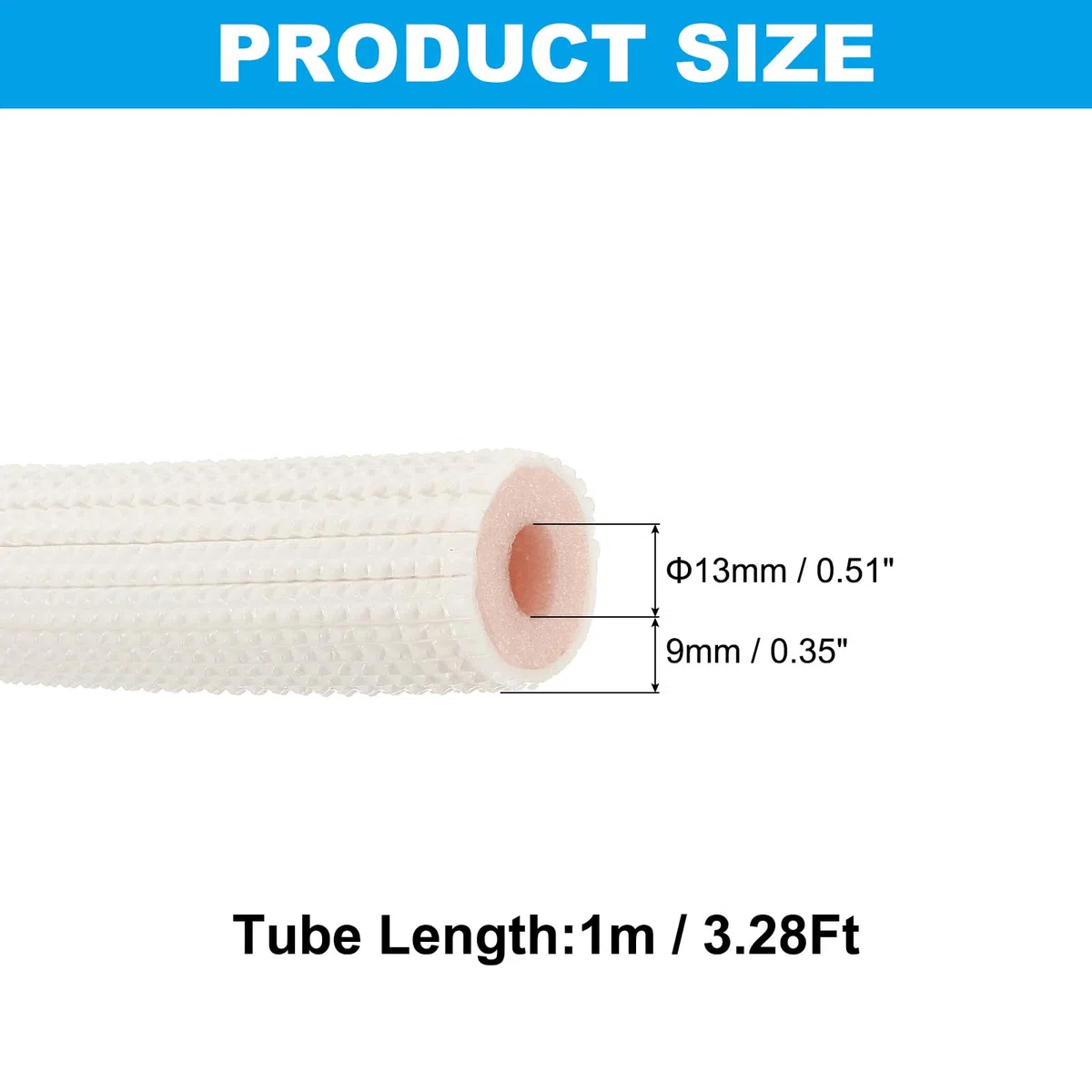 PATIKIL Tubo Isolante Schiuma per Tubi, 1/2" Tubo Schiuma Isolante con Conservazione Calore per Set di Tubi Dell'Acqua Rame Mini Split, 3.28Ft(1m), Bianco/Rosa