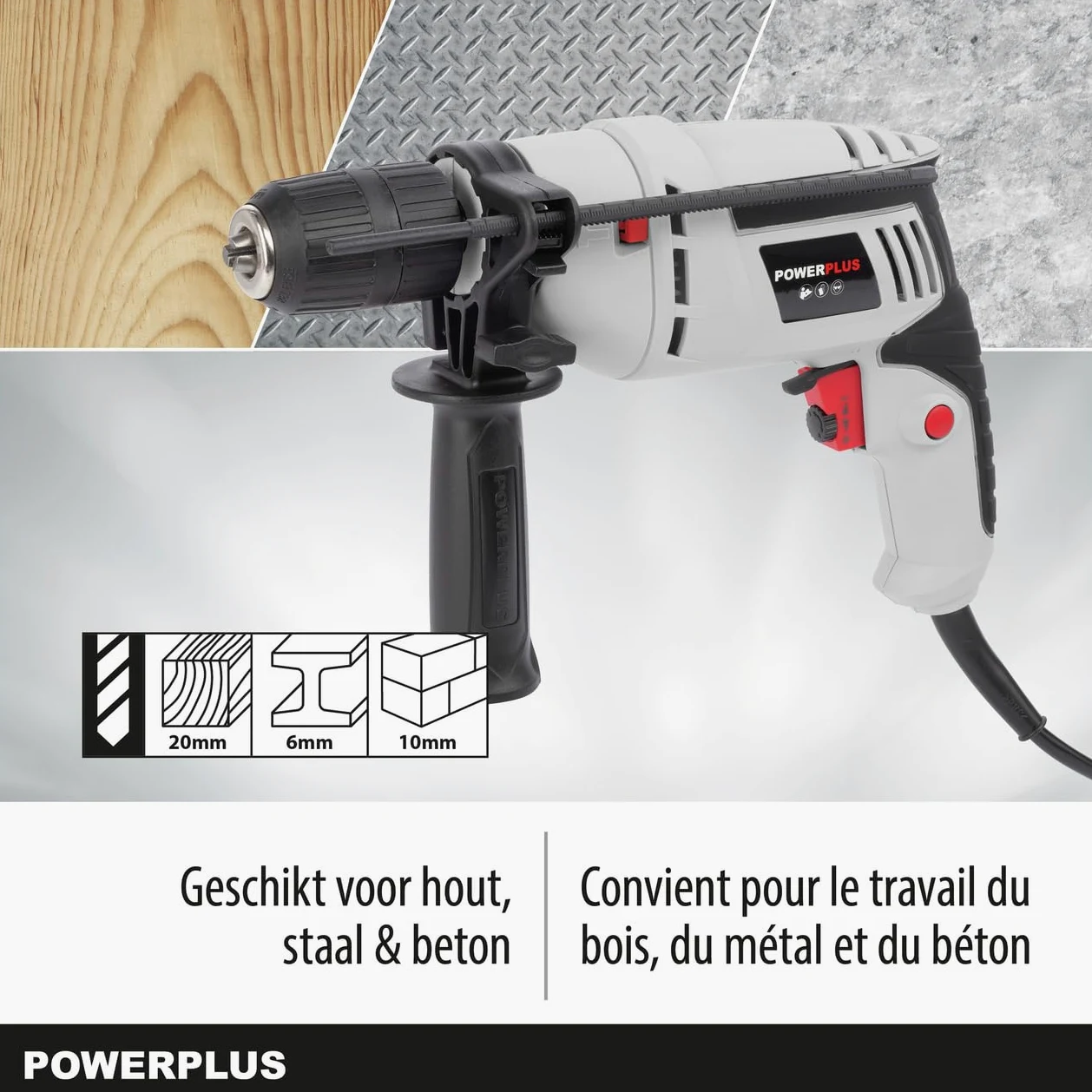 Trapano a percussione elettrico con cavo Powerplus POWC10200 600w