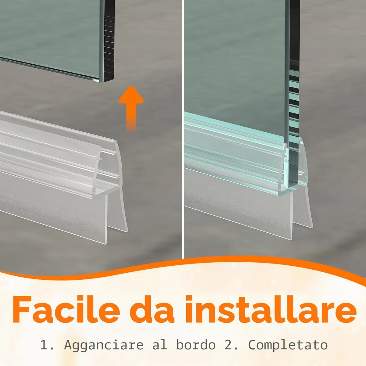 Ibergrif M102-100 Guarnizione Doccia Sottoporta 100cm 2 Pezzi, Per porte in vetro 5-8mm, Facile da Installare, Impermeabile