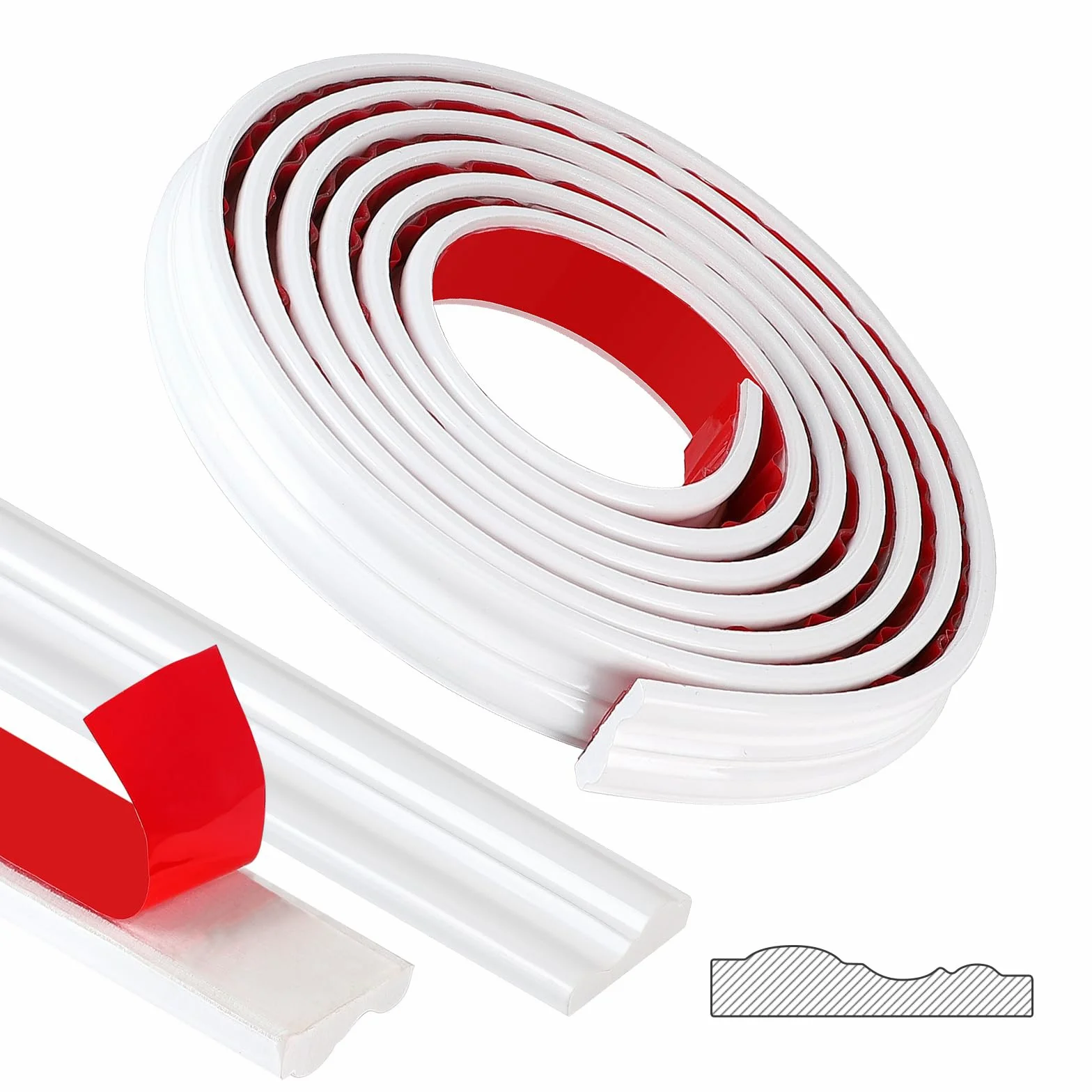 EFUTURETIME 5 Metri Modanatura Adesiva per Pareti, Larghezza 32 mm Modanature in PVC Decorative Flessibile per DIY Specchi Porta Armadi, Bianco, Modello YT155